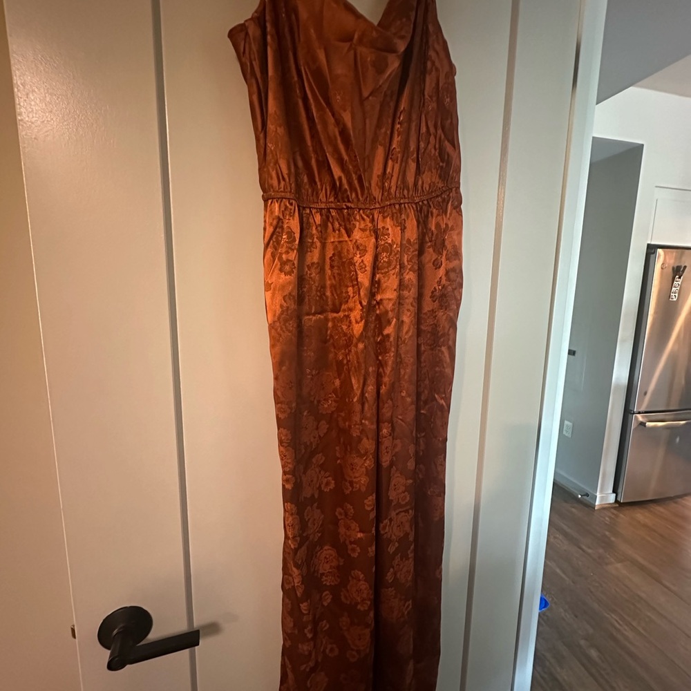 Elegant Rust Orange Floral Jumpsuit